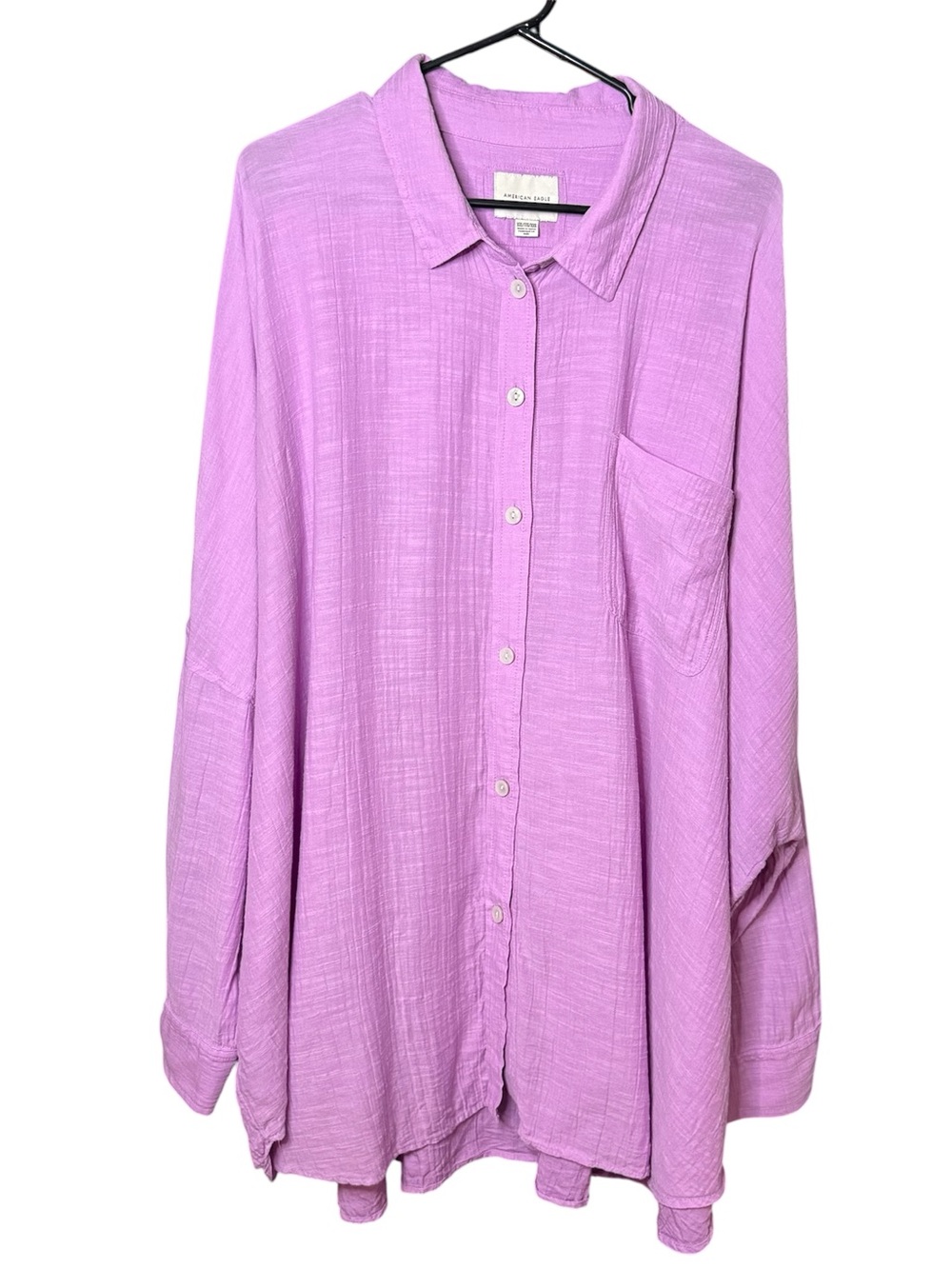 American Eagle Outfitters Lavender Oversized Button-Up Shirt